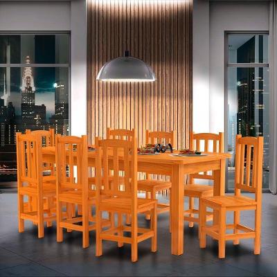 Mesa Retangular Com 8 Cadeiras Madeira Maciça 200 X 88 Marrom Solace Jm Móveis