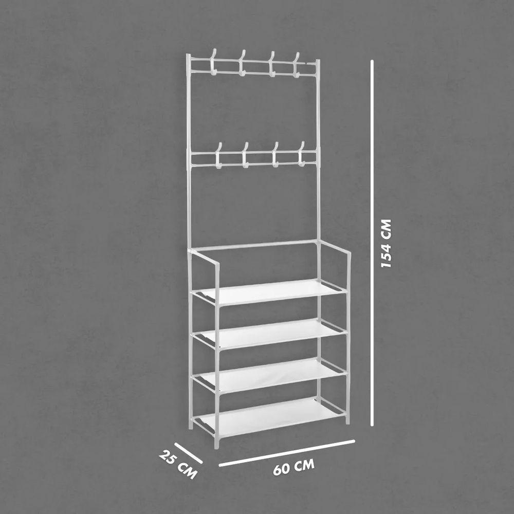 Sapateira Organizadora Com Ganchos 4 Prateleiras - Branco - 2
