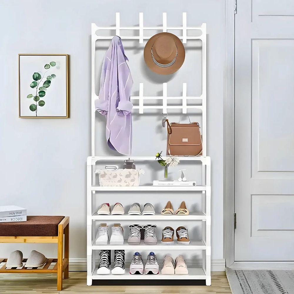 Sapateira Organizadora Com Ganchos 4 Prateleiras - Branco - 7