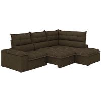 Sofá Bipartido Retrátil E Reclinável 5 Lugares Veludo Fofão Marrom Luizzi Marrom - 1