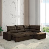 Sofá Bipartido Retrátil E Reclinável 5 Lugares Veludo Fofão Marrom Luizzi Marrom - 2