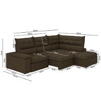 Sofá Bipartido Retrátil E Reclinável 5 Lugares Veludo Fofão Marrom Luizzi Marrom - 3