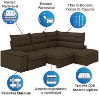 Sofá Bipartido Retrátil E Reclinável 5 Lugares Veludo Fofão Marrom Luizzi Marrom