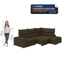 Sofá Bipartido Retrátil E Reclinável 5 Lugares Veludo Fofão Marrom Luizzi Marrom - 5