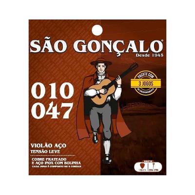 Kit C/ 3 Jogos De Cordas São Gonçalo Violão Aço 10/47 Ec0579