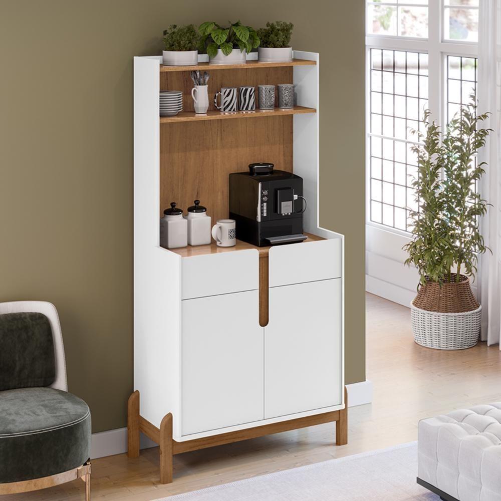 Aparador Cantinho Cafe 50525 2 Portas 81cm Branco Cedro Dcasa Branco Cedro - 1