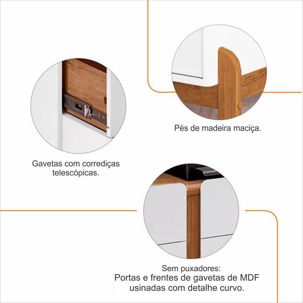 Aparador Cantinho Cafe 50525 2 Portas 81cm Branco Cedro Dcasa Branco Cedro - 6