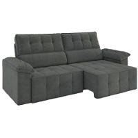 Sofá Retrátil E Reclinável 3 Lugares 2,20m Veludo Santorini Cinza Luizzi Cinza - 1
