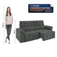 Sofá Retrátil E Reclinável 3 Lugares 2,20m Veludo Santorini Cinza Luizzi Cinza - 5