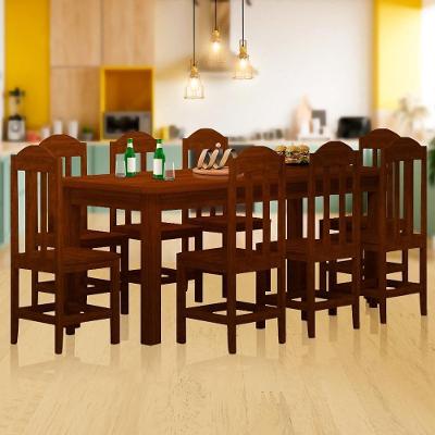 Mesa De Jantar 200cm Madeira Maciça 8 Lugares Castanho Jm Móveis