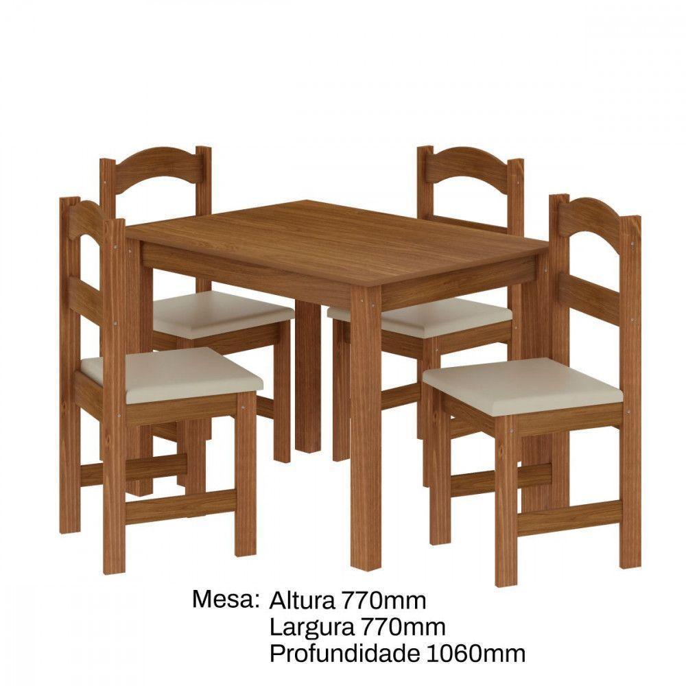 Mesa Com 4 Cadeiras Pés Madeira Praiana Arauna Freijó - 4