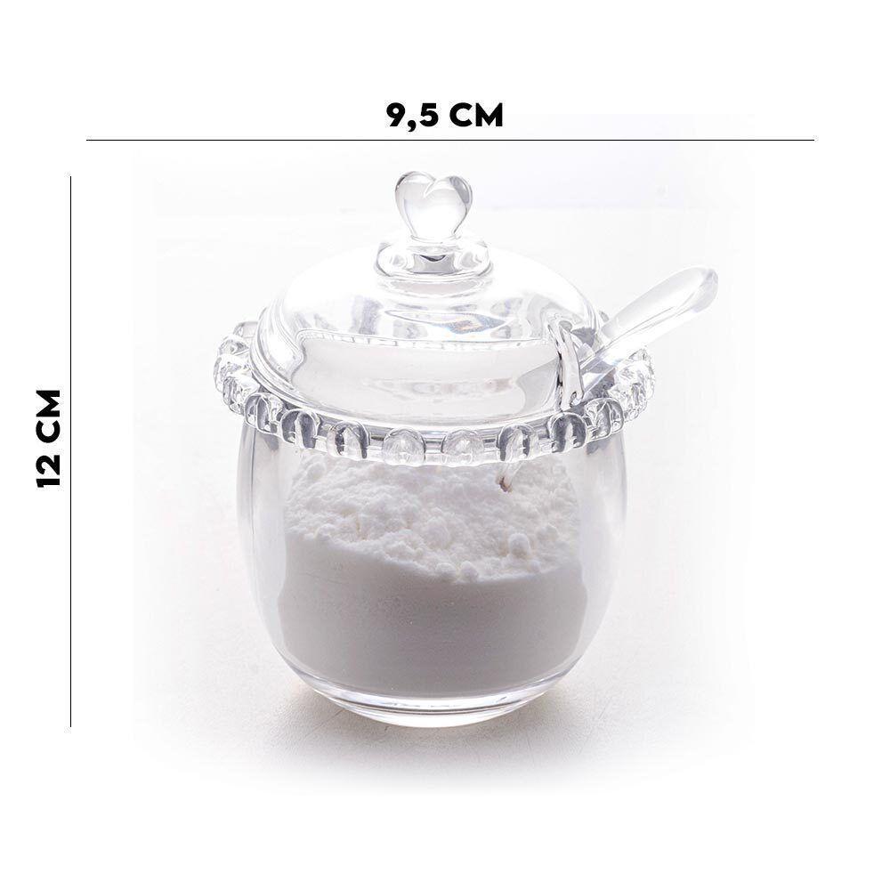 Açucareiro Com Colher Cristal Coração Lyor 9,5x12cm - 8