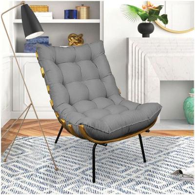 Kit 02 Poltronas Costela Linho Base De Metal - D'Rossi A26 Grafite