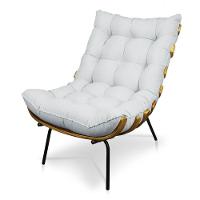 Kit 02 Poltronas Costela Linho Base De Metal - D'Rossi A05 Cinza Claro - 5