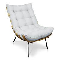 Kit 02 Poltronas Costela Linho Base De Metal - D'Rossi A05 Cinza Claro - 7