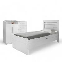 Conjunto De Cama Com Colchão E Cômoda Para Quarto Branco - 4