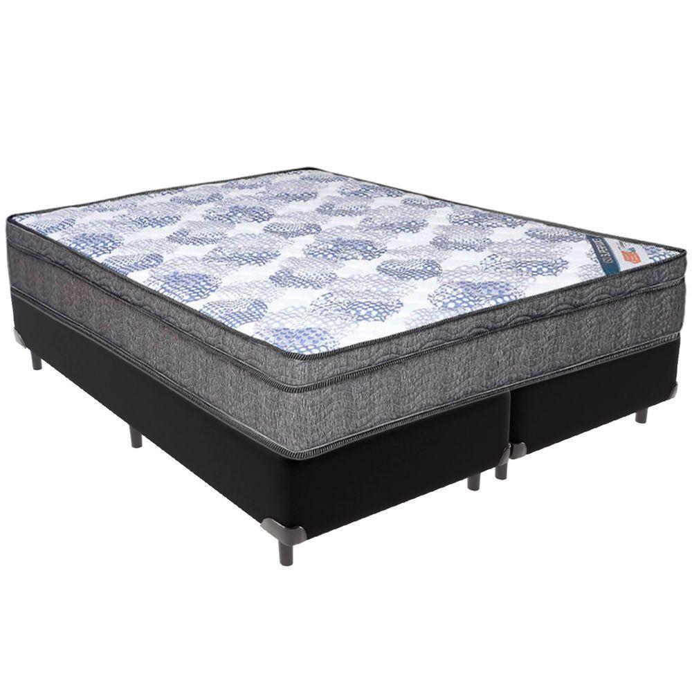 Cama Box Preto E Colchão Iso Superpocket Molas Ensacadas Queen Ortobom - 1
