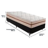 Cama Box Preto E Colchão Classic 22 Cm Molas Ensacadas Solteiro Anjos - 3