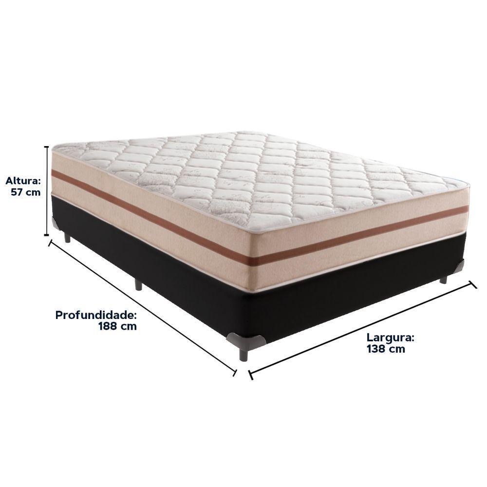 Cama Box Preto E Colchão Classic 22 Cm Molas Ensacadas Casal Anjos - 3