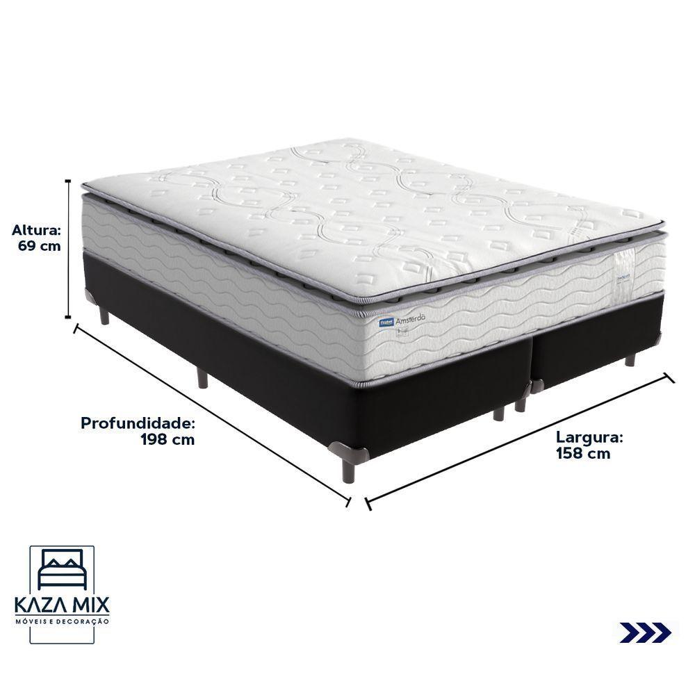 Cama Box Preto E Colchão Amsterdã Molas Ensacadas Queen Probel - 3
