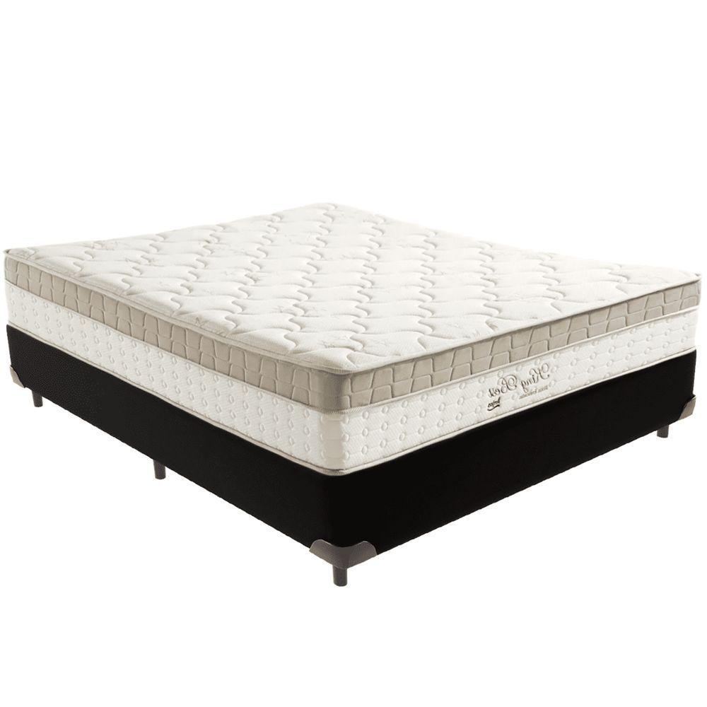 Cama Box Preto E Colchão King Best Bege Molas Ensacadas Casal Anjos - 1