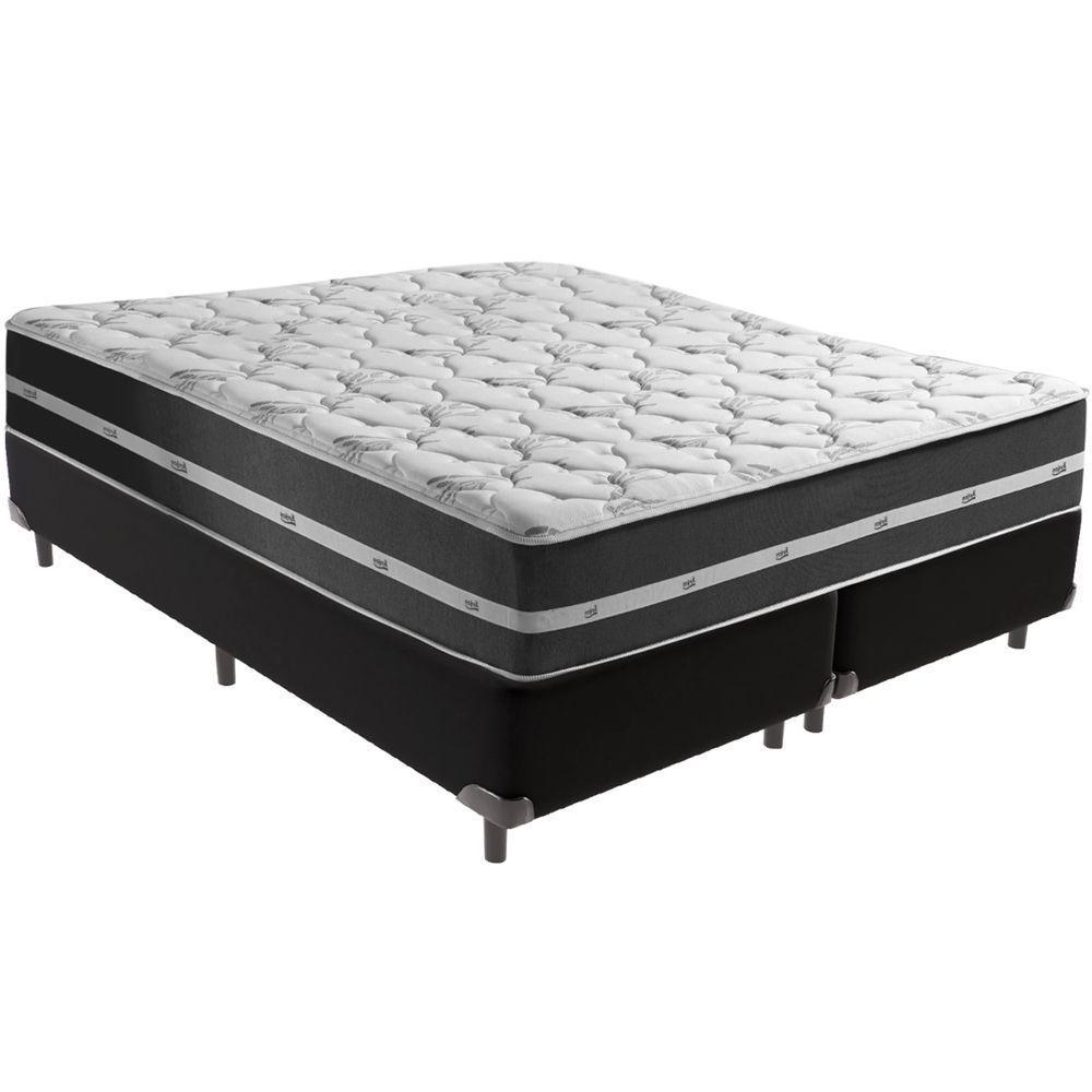 Cama Box Preto E Colchão Classic Preto Molas Ensacadas Queen Anjos - 1