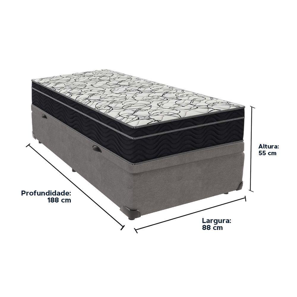 Cama Box Baú E Colchão Airtech 150 Espuma D45 Solteiro Ortobom Solteiro Cinza - 3