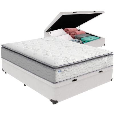 Cama Box Baú com Colchão Amsterdã Casal Molas Ensacadas Branco Probel