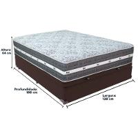 Cama Box Baú E Colchão Black Graphite Molas Ensacadas Casal 138x188x27 Anjos Casal Marrom - 3