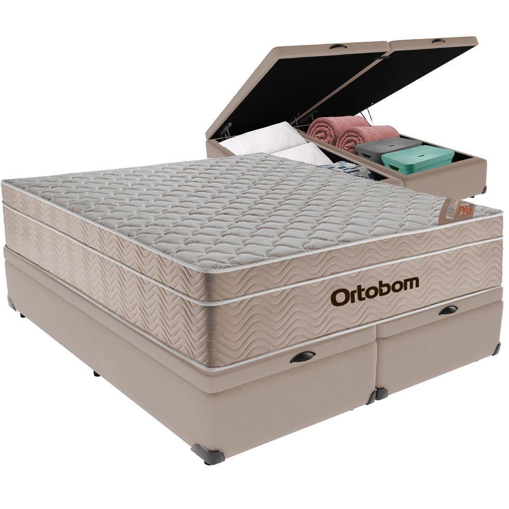 Cama Box Baú E Colchão Airtech Springpocket Molas Ensacadas Queen Ortobom Queen Bege - 1