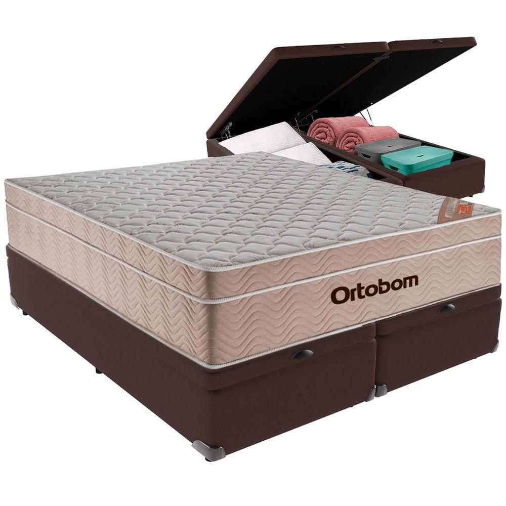 Cama Box Baú E Colchão Airtech Springpocket Molas Ensacadas Queen Ortobom Queen Marrom - 1