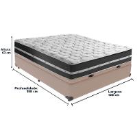Cama Box Baú Bege E Colchão Classic Preto Molas Ensacadas Casal Anjos - 6