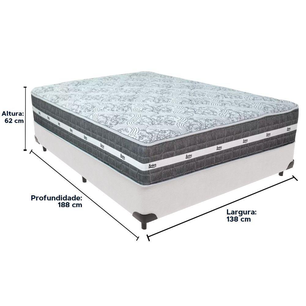 Cama Box Branco E Colchão Black Graphite Molas Ensacadas Casal 138x188x27 Anjos - 3