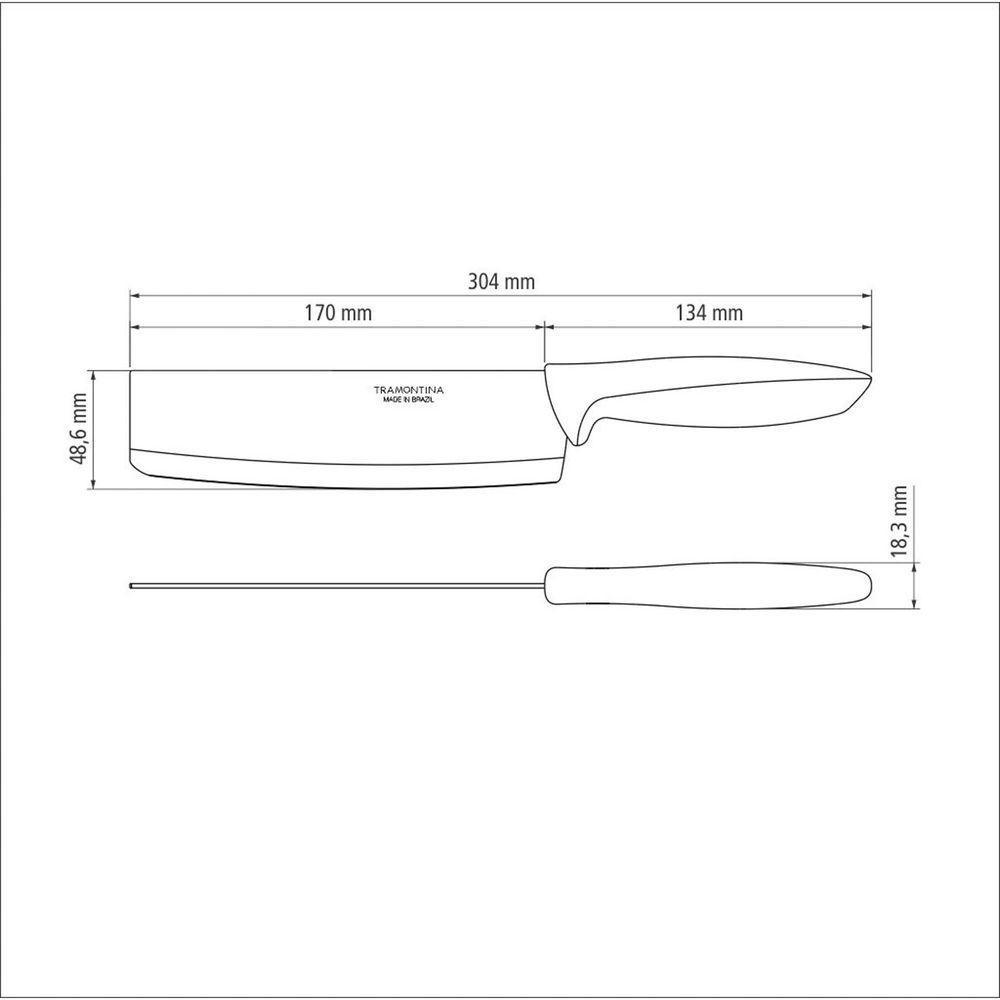 Faca Fatiar Picar Tramontina Plenus Inox Cabo Cinza 7 Tramontina - 2