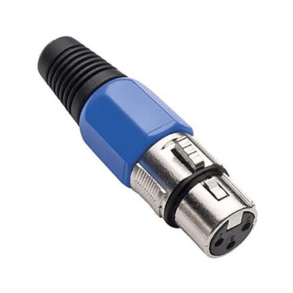 Conector Cannon De Microfone Femea Profissional Azul - 2