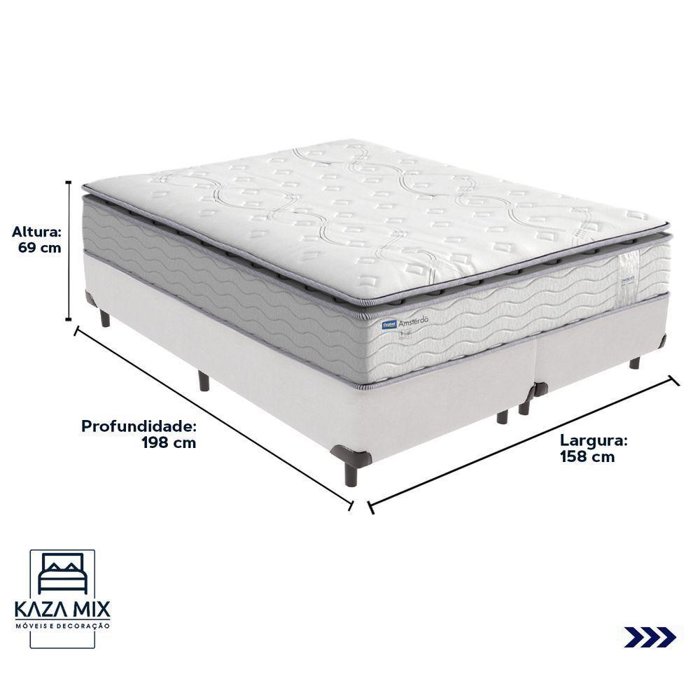 Cama Box Branco E Colchão Amsterdã Molas Ensacadas Queen Probel - 3