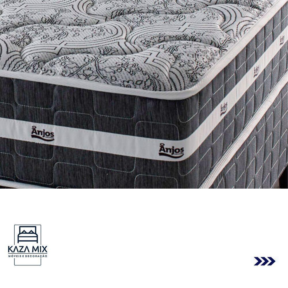 Cama Box Cinza E Colchão Black Graphite Molas Ensacadas Casal 138x188x32 Anjos - 4
