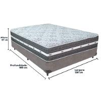Cama Box Cinza E Colchão Black Graphite Molas Ensacadas Casal 138x188x32 Anjos - 3