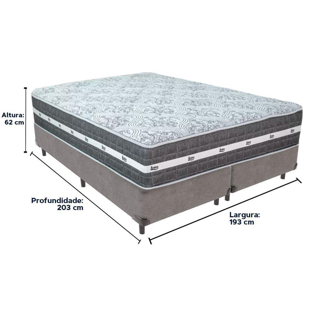 Cama Box Cinza E Colchão Black Graphite Molas Ensacadas King 193x203x27 Anjos - 3