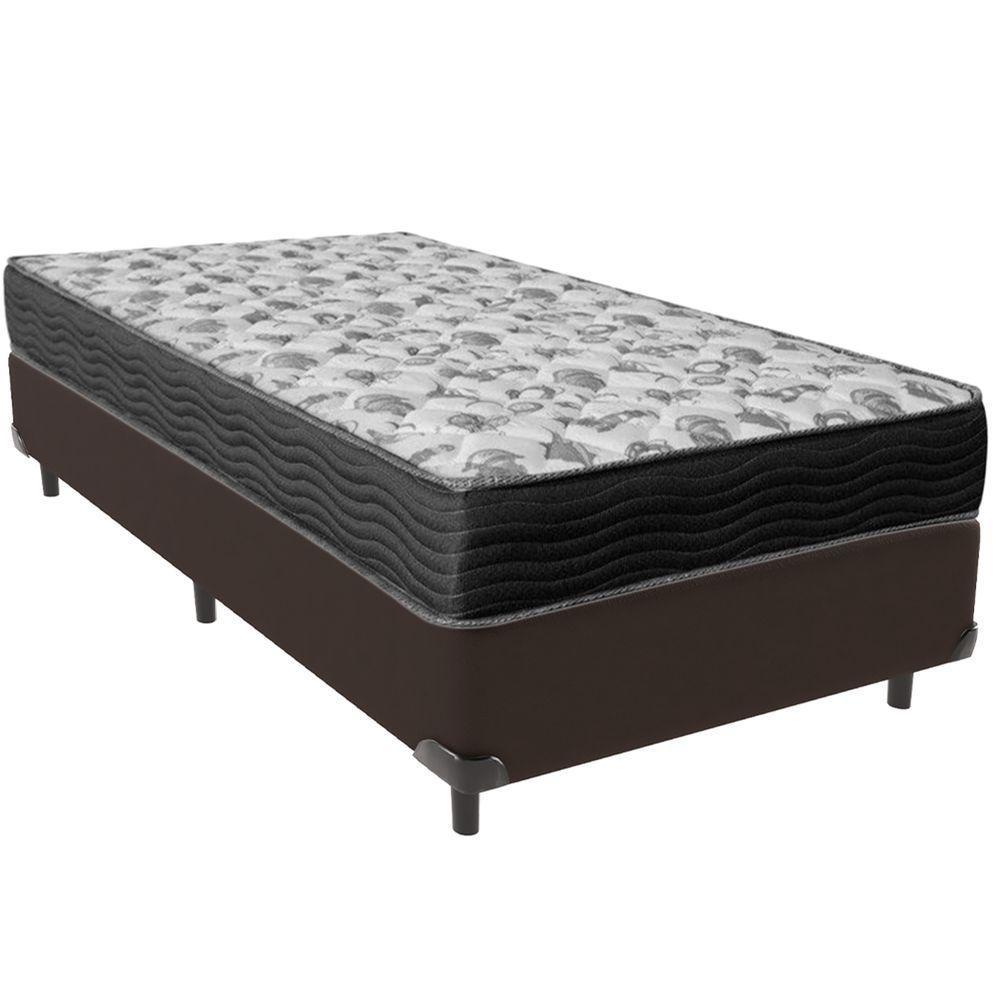 Cama Box Marrom E Colchão Iso100 Espuma D33 Solteiro Ortobom - 1