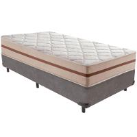 Cama Box Cinza E Colchão Classic 22 Cm Molas Ensacadas Solteiro Anjos - 1