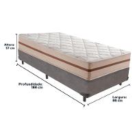 Cama Box Cinza E Colchão Classic 22 Cm Molas Ensacadas Solteiro Anjos - 3