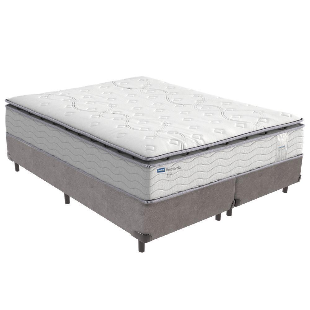 Cama Box Cinza E Colchão Amsterdã Molas Ensacadas Queen Probel - 1