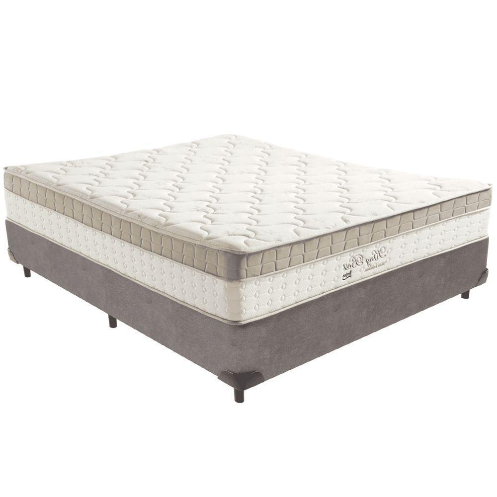 Cama Box Cinza E Colchão King Best Molas Ensacadas Casal 138x188x33 Anjos - 1