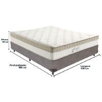 Cama Box Cinza E Colchão King Best Molas Ensacadas Casal 138x188x33 Anjos - 3