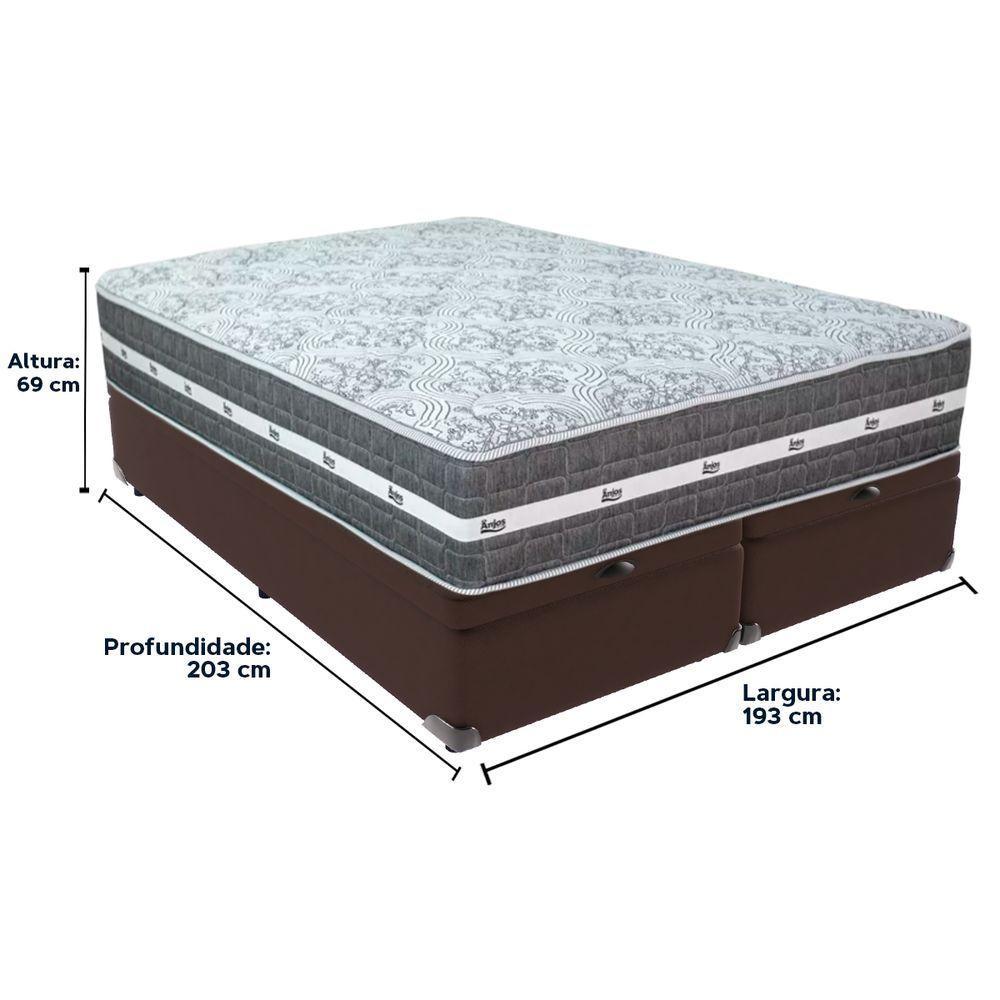 Cama Box Baú Marrom E Colchão Black Graphite Molas Ensacadas King 193x203x32 Anjos - 6