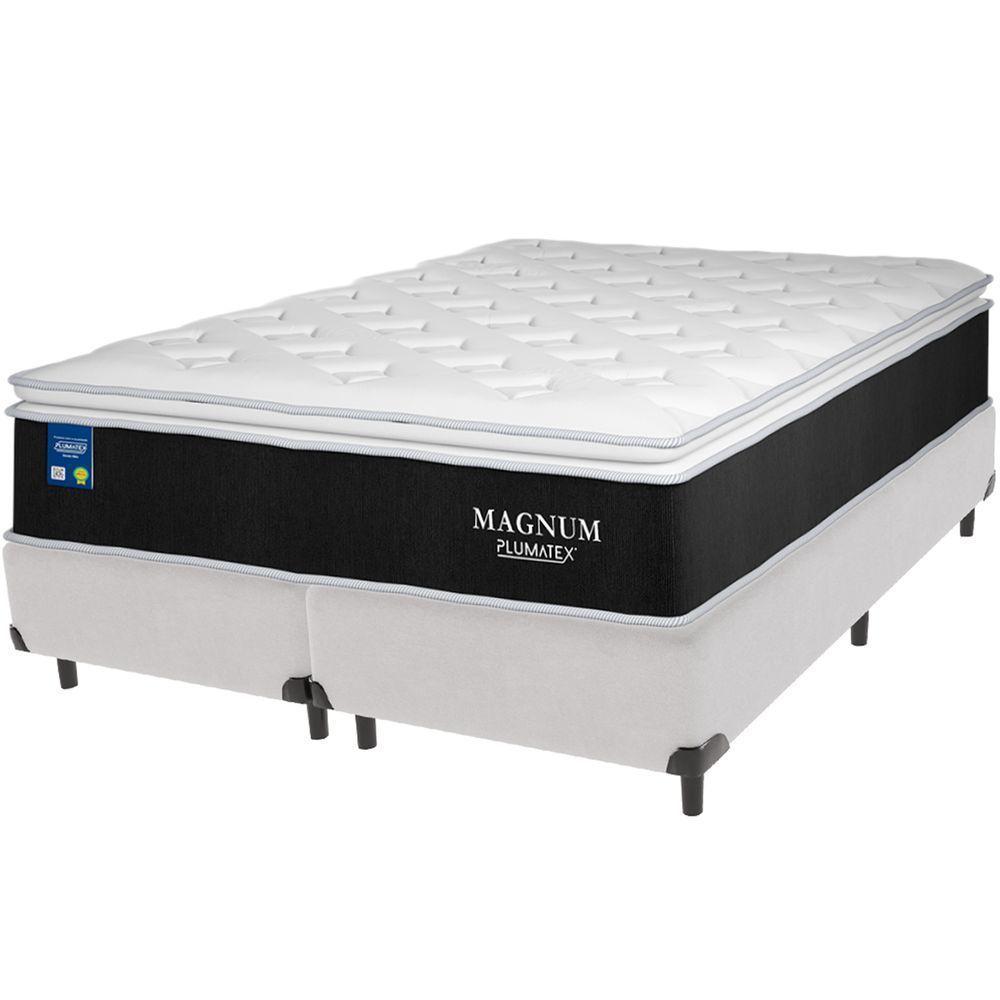 Cama Box Branco E Colchão Magnum Molas Ensacadas Queen Plumatex - 1