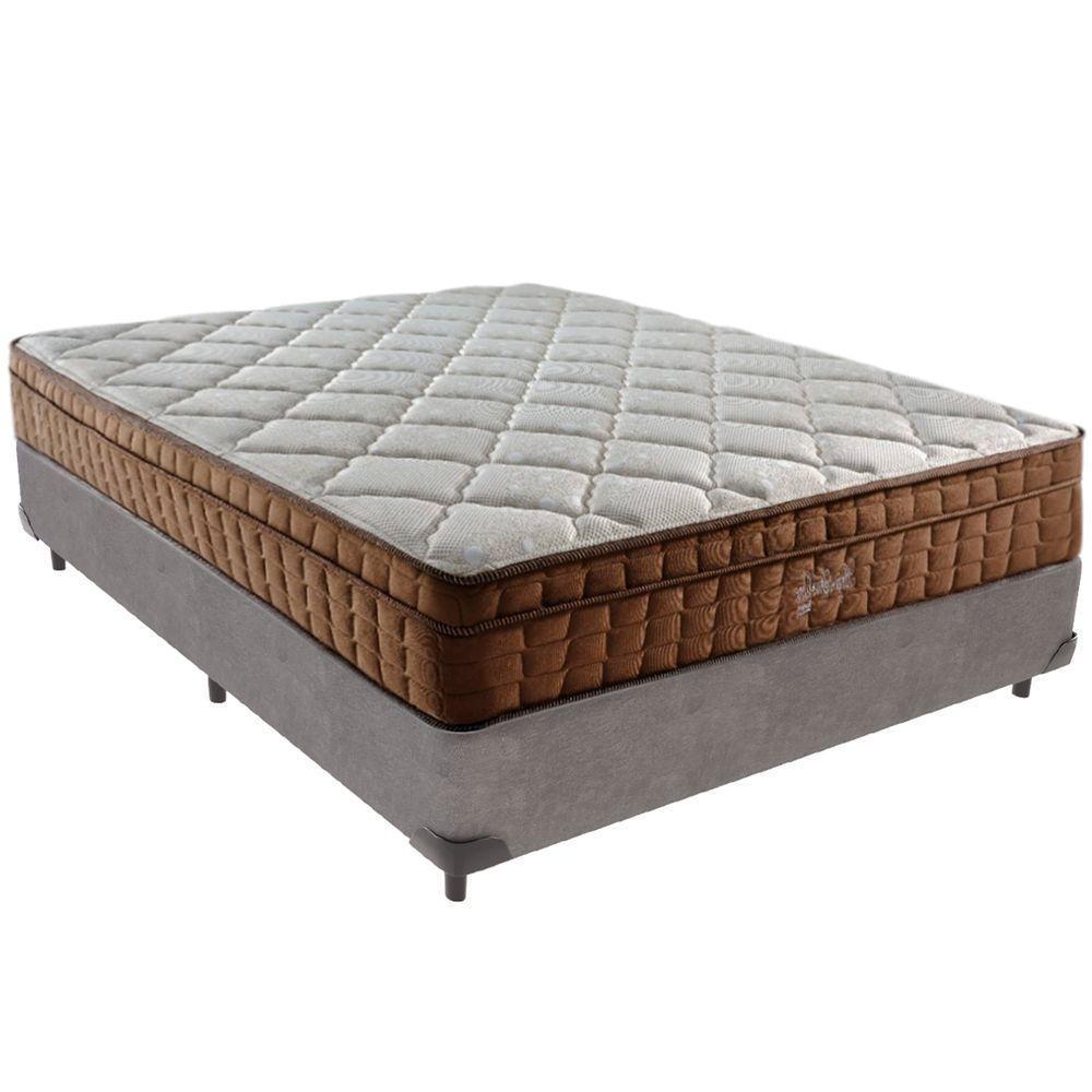 Cama Box Cinza E Colchão Anjos Star Pillow In Molas Ensacadas Casal Anjos - 1