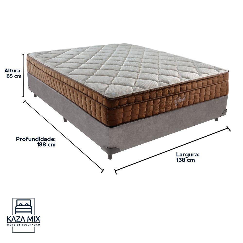 Cama Box Cinza E Colchão Anjos Star Pillow In Molas Ensacadas Casal Anjos - 3