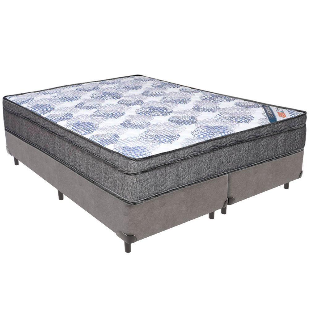 Cama Box Cinza E Colchão Iso Superpocket Molas Ensacadas Queen Ortobom - 1